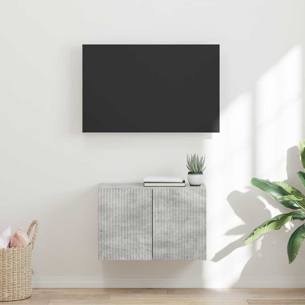 Meuble TV Mural de Rangement en Chêne Artisanal - 2 Portes-Mon Meuble TV-Gris béton-59,5 x 31 x 40 cm-1-24