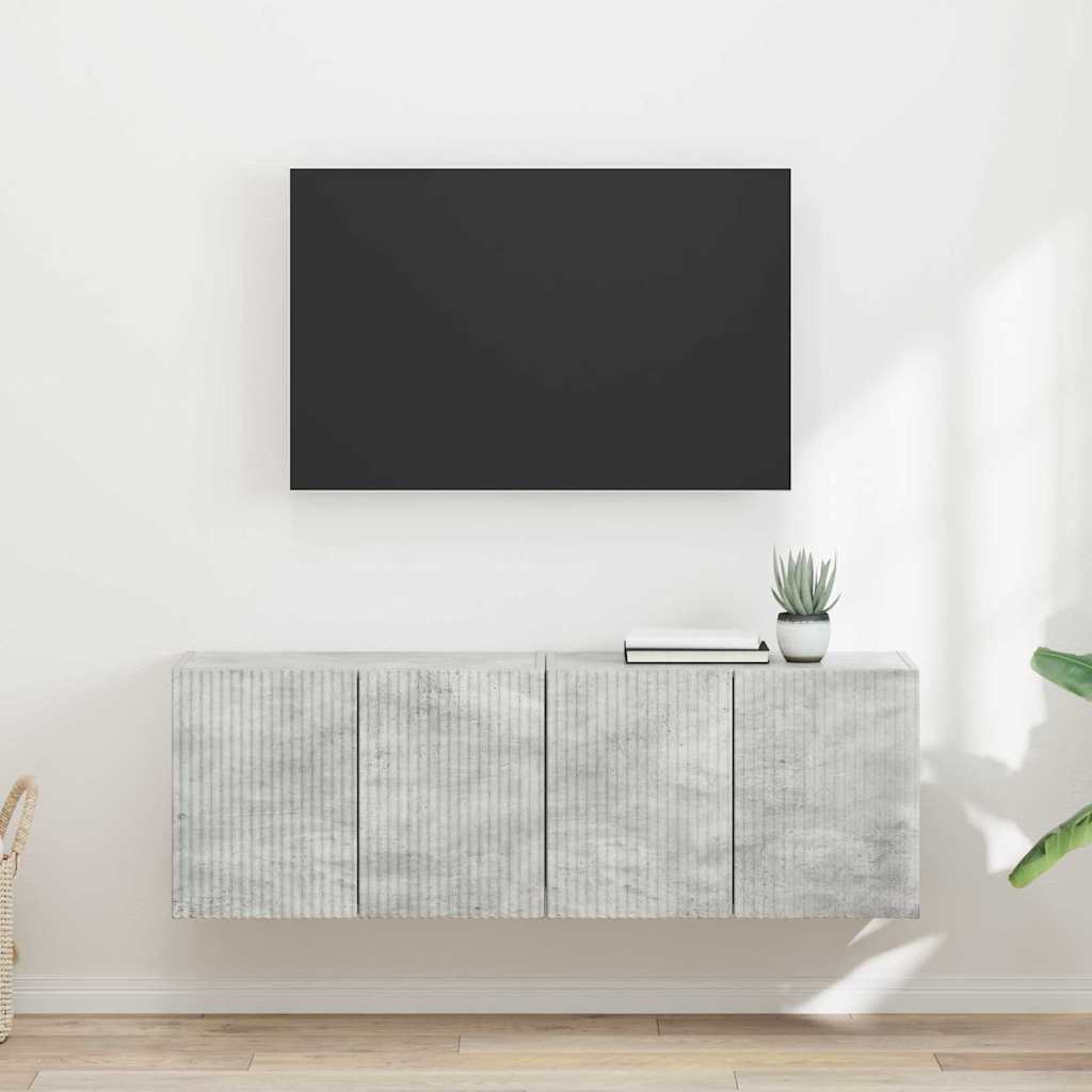 Meuble TV Mural de Rangement en Chêne Artisanal - 2 Portes-Mon Meuble TV-Gris béton-59,5 x 31 x 40 cm-2-14