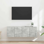 Meuble TV Mural de Rangement en Chêne Artisanal - 2 Portes-Mon Meuble TV-Gris béton-59,5 x 31 x 40 cm-2-14
