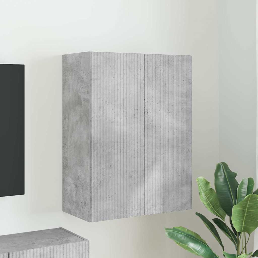 Meuble TV Mural de Rangement en Chêne Artisanal - 2 Portes-Mon Meuble TV-Gris béton-59,5 x 31 x 80 cm-1-34
