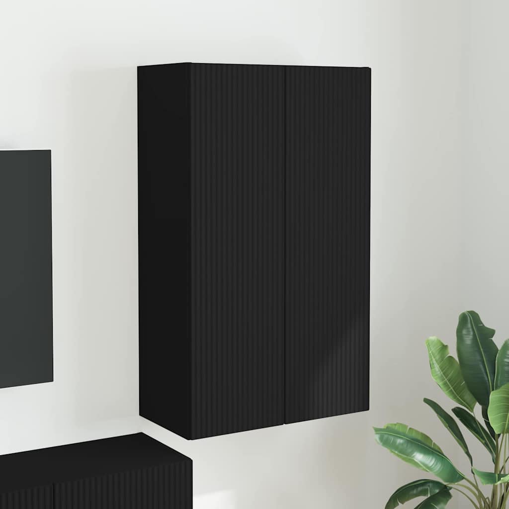 Meuble TV Mural de Rangement en Chêne Artisanal - 2 Portes-Mon Meuble TV-Noir-59,5 x 31 x 100 cm-1-38