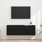 Meuble TV Mural de Rangement en Chêne Artisanal - 2 Portes-Mon Meuble TV-Noir-59,5 x 31 x 40 cm-2-20