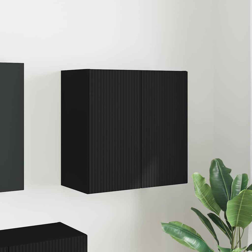 Meuble TV Mural de Rangement en Chêne Artisanal - 2 Portes-Mon Meuble TV-Noir-59,5 x 31 x 60 cm-1-28