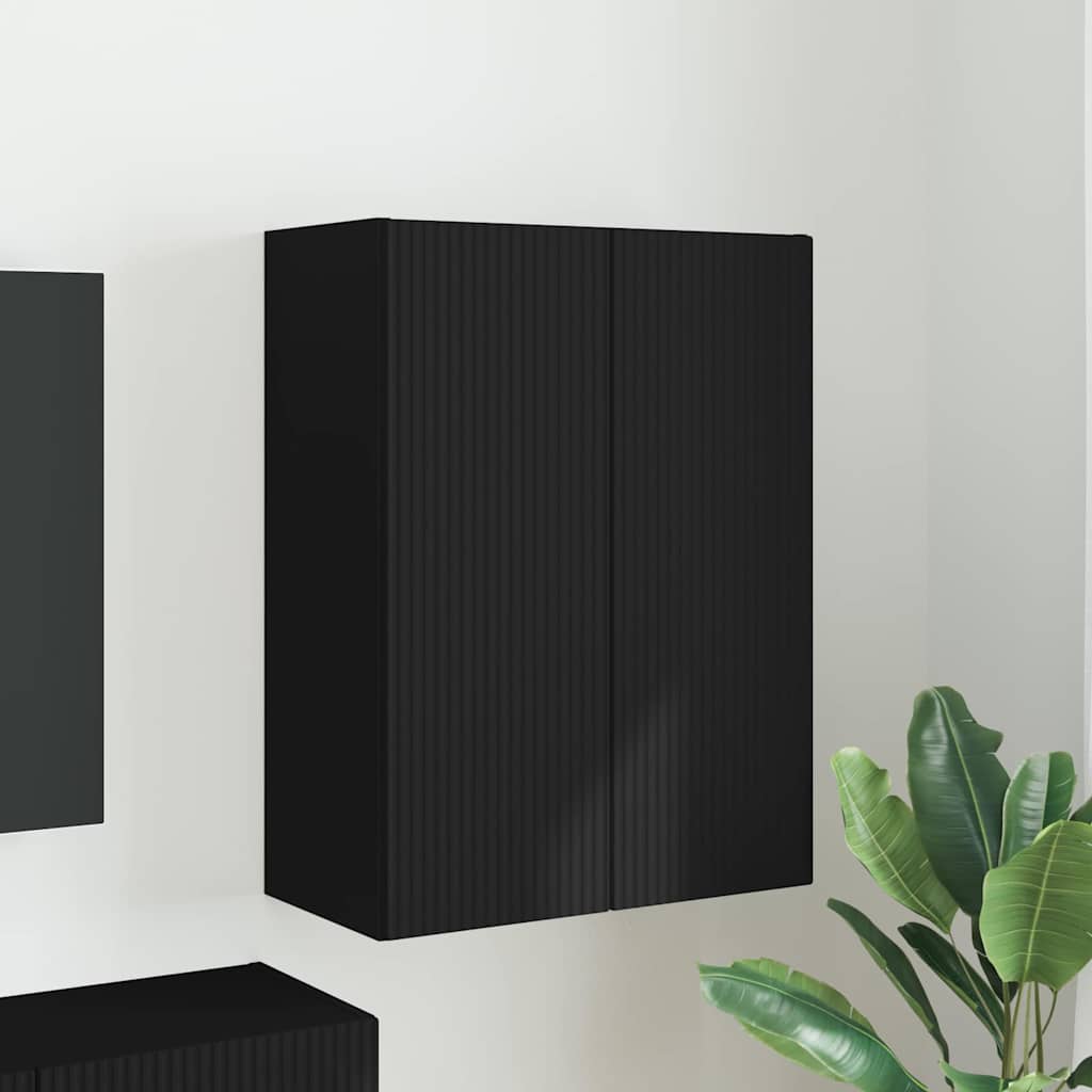 Meuble TV Mural de Rangement en Chêne Artisanal - 2 Portes-Mon Meuble TV-Noir-59,5 x 31 x 80 cm-1-33