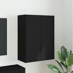 Meuble TV Mural de Rangement en Chêne Artisanal - 2 Portes-Mon Meuble TV-Noir-59,5 x 31 x 80 cm-1-33