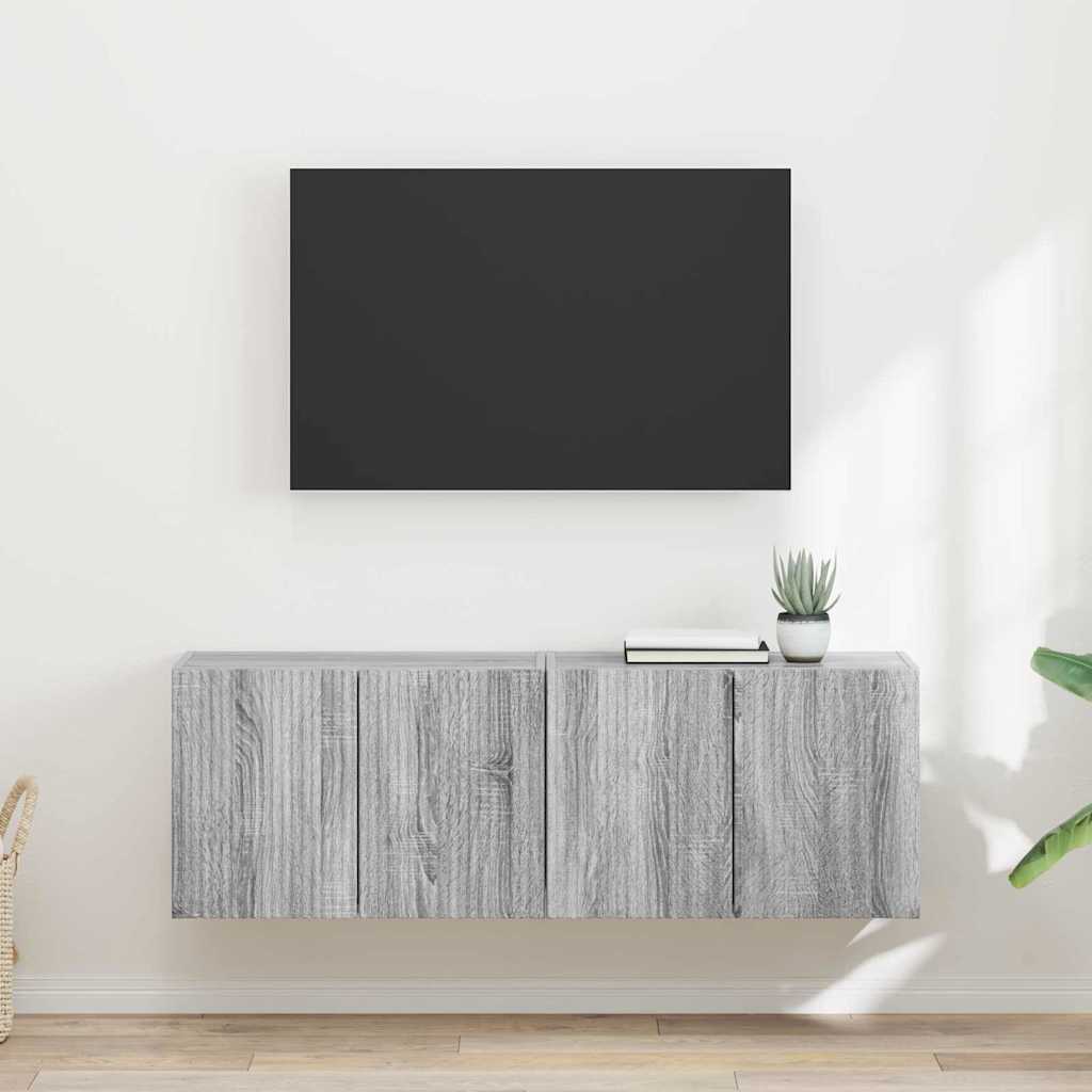 Meuble TV Mural de Rangement en Chêne Artisanal - 2 Portes-Mon Meuble TV-Sonoma gris-59,5 x 31 x 40 cm-2-21