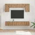 Meuble TV Mural Design Effet Chêne Fumé - 4 Pièces-Mon Meuble TV-2