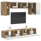Meuble TV Mural Design Effet Chêne Fumé - 4 Pièces-Mon Meuble TV-3