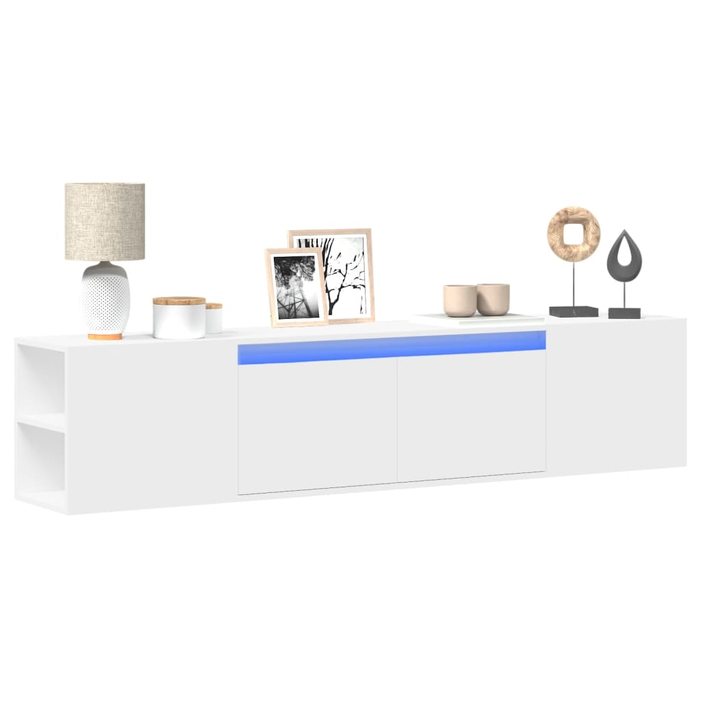 Meuble TV Mural Effet Chêne Marron - 135 cm-Mon Meuble TV-Blanc-180 cm-15