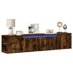 Meuble TV Mural Effet Chêne Marron - 135 cm-Mon Meuble TV-Chêne fumé-180 cm-14