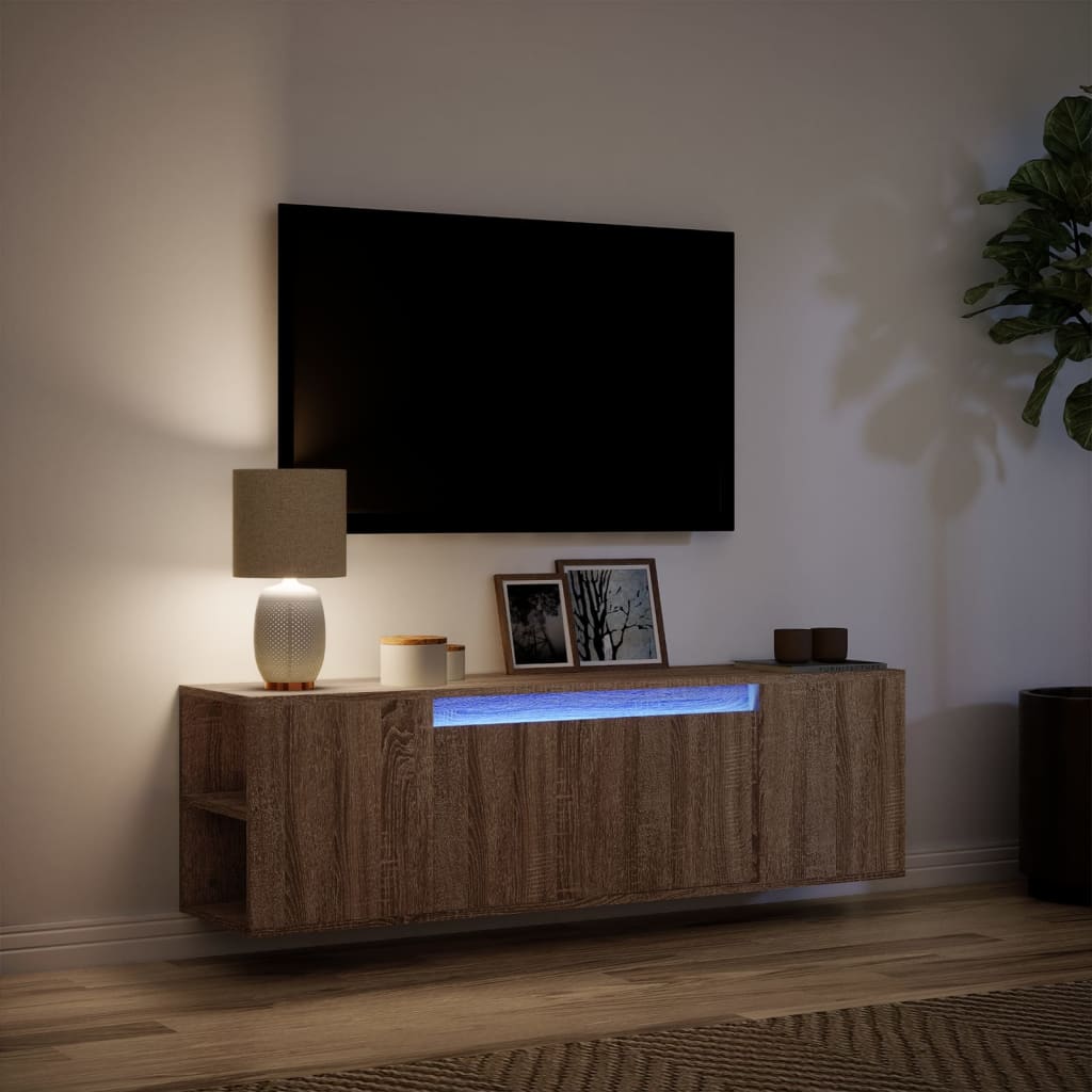Meuble TV Mural Effet Chêne Marron - 135 cm-Mon Meuble TV-Chêne marron-135 cm-2