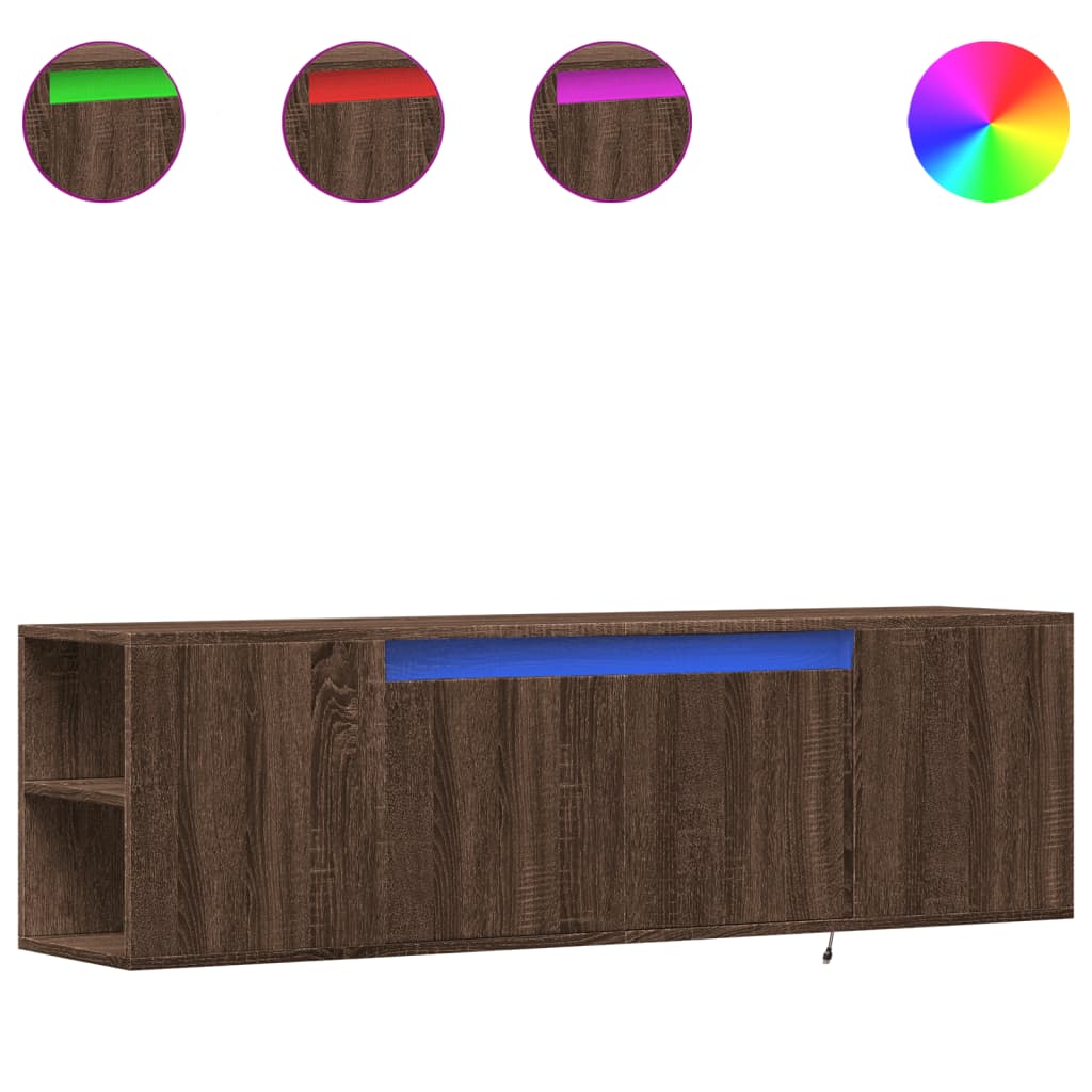 Meuble TV Mural Effet Chêne Marron - 135 cm-Mon Meuble TV-Chêne marron-135 cm-3