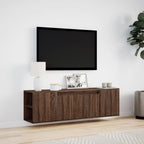 Meuble TV Mural Effet Chêne Marron - 135 cm-Mon Meuble TV-Chêne marron-135 cm-5