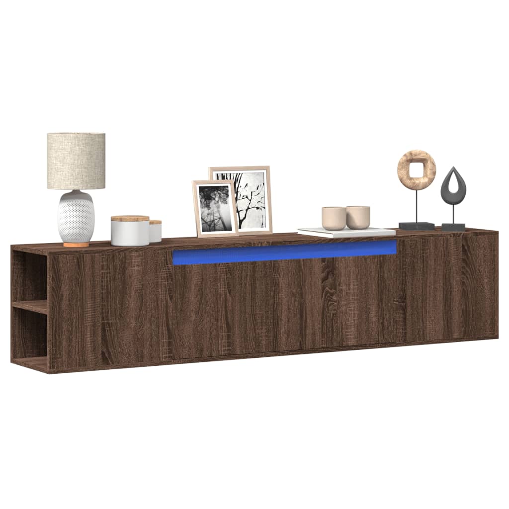 Meuble TV Mural Effet Chêne Marron - 135 cm-Mon Meuble TV-Chêne marron-180 cm-17