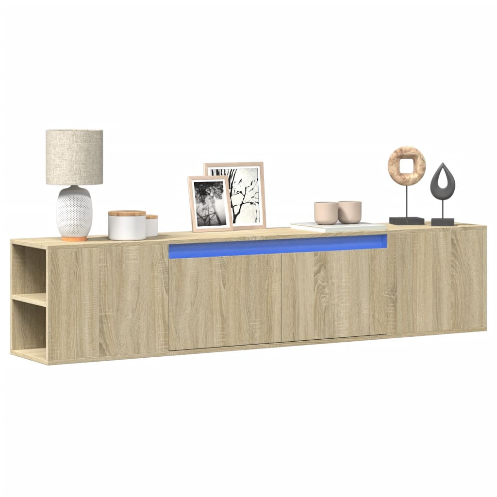 Meuble TV Mural Effet Chêne Marron - 135 cm-Mon Meuble TV-Chêne sonoma-180 cm-16
