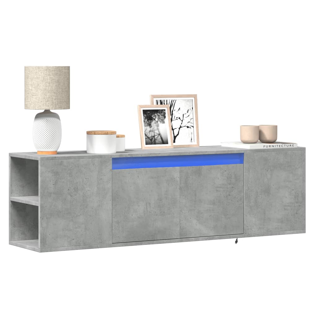 Meuble TV Mural Effet Chêne Marron - 135 cm-Mon Meuble TV-Gris béton-135 cm-19