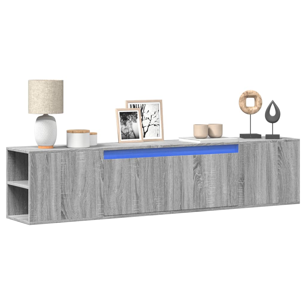 Meuble TV Mural Effet Chêne Marron - 135 cm-Mon Meuble TV-Sonoma gris-180 cm-13