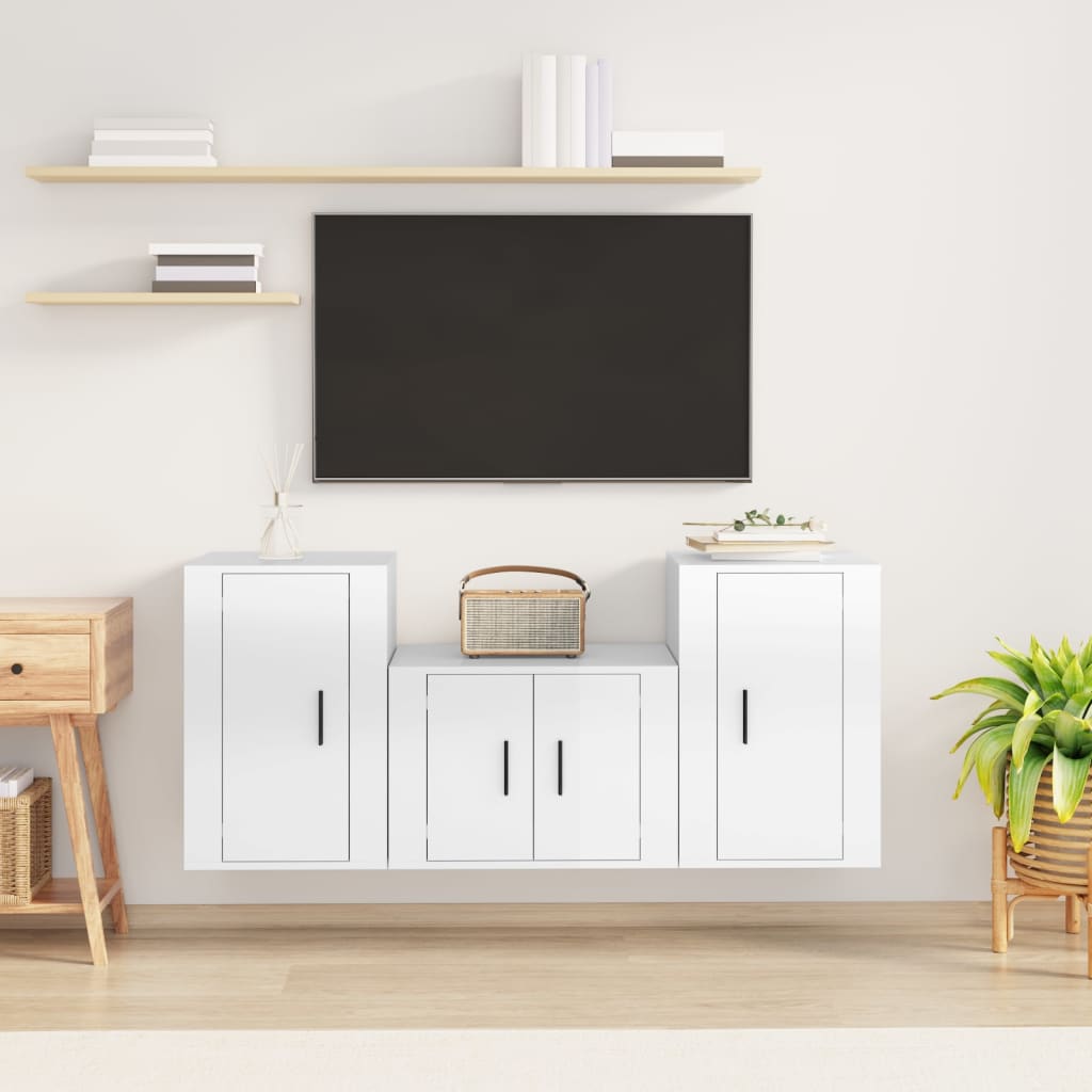 Meuble TV Mural Effet Chêne Sonoma - 160 cm-Mon Meuble TV-Blanc brillant-10