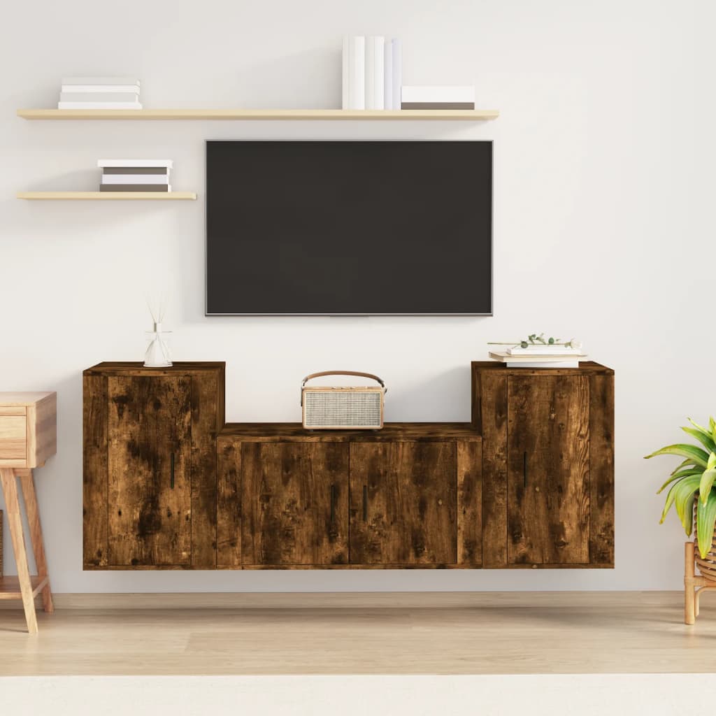 Meuble TV Mural Effet Chêne Sonoma - 160 cm-Mon Meuble TV-Chêne fumé-9