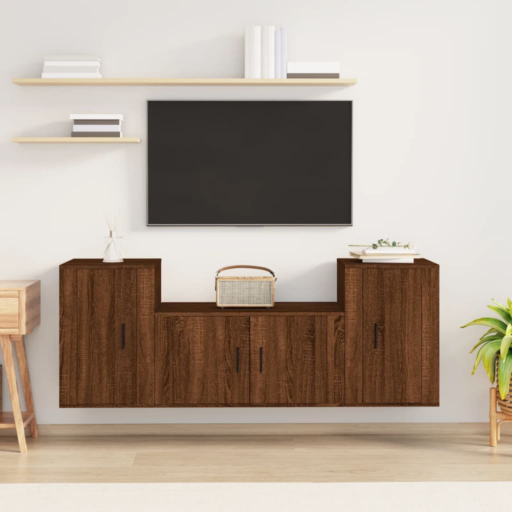 Meuble TV Mural Effet Chêne Sonoma - 160 cm-Mon Meuble TV-Chêne marron-14
