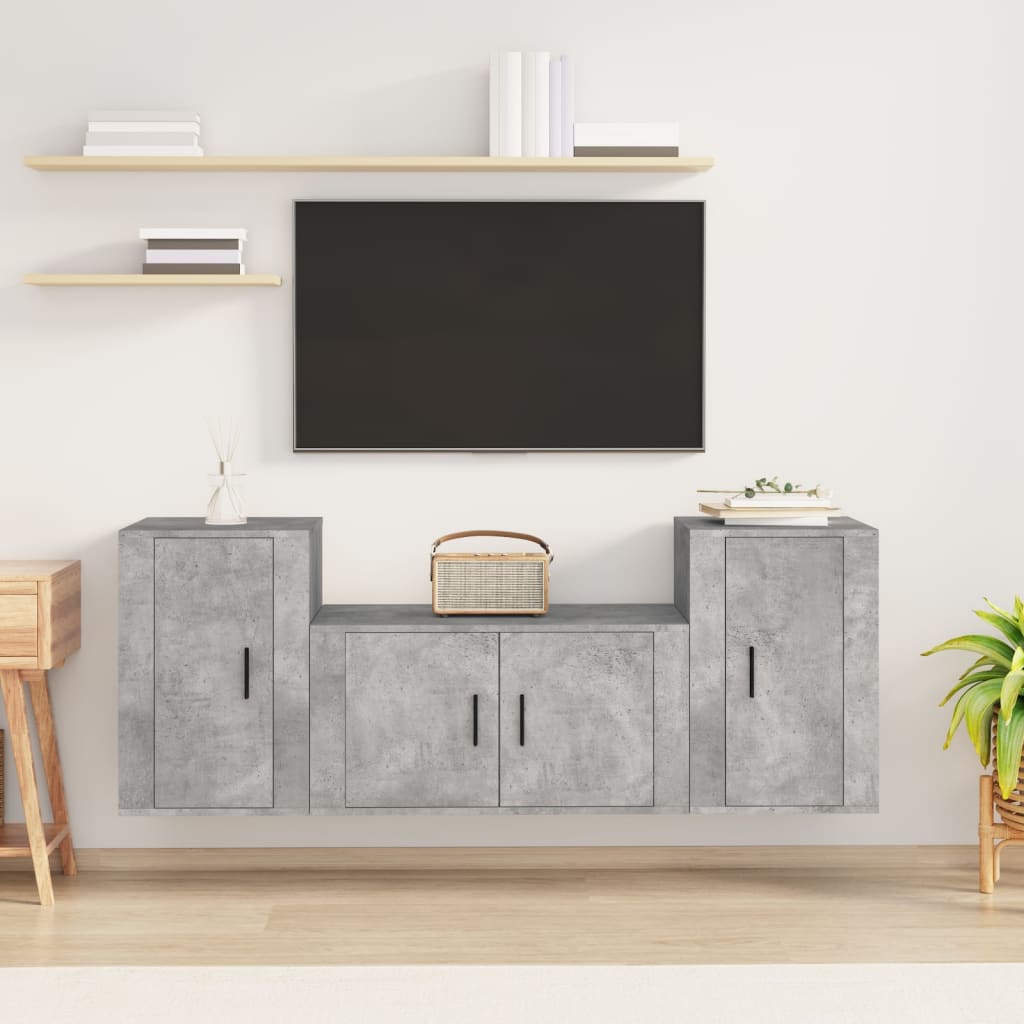 Meuble TV Mural Effet Chêne Sonoma - 160 cm-Mon Meuble TV-Gris béton-11