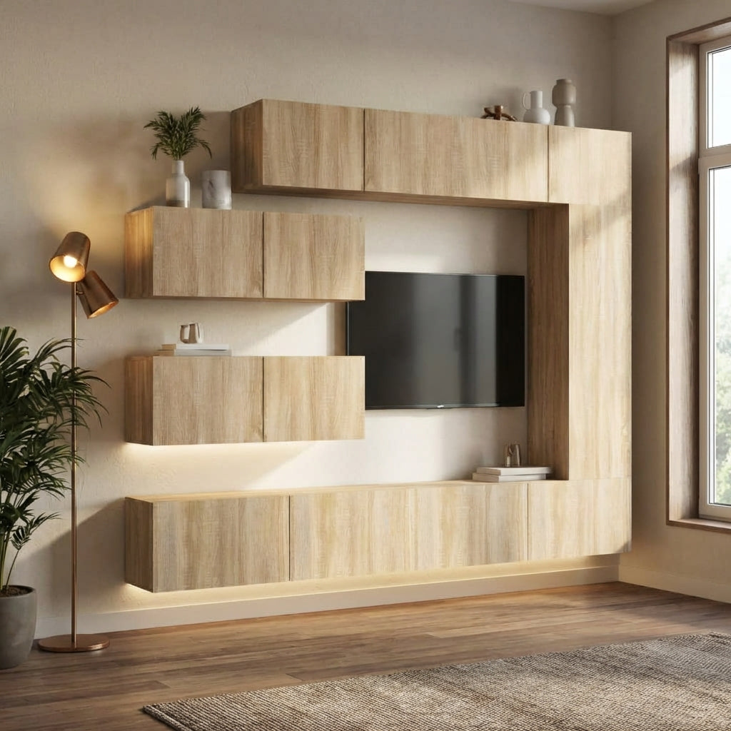 meuble-tv-mural-effet-chene-sonoma-7-pieces-decor