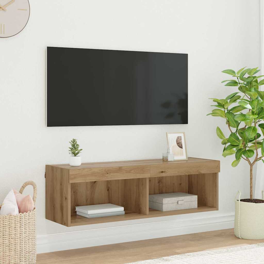 Meuble TV Mural en Bois avec LED - 100 cm-Mon Meuble TV-2