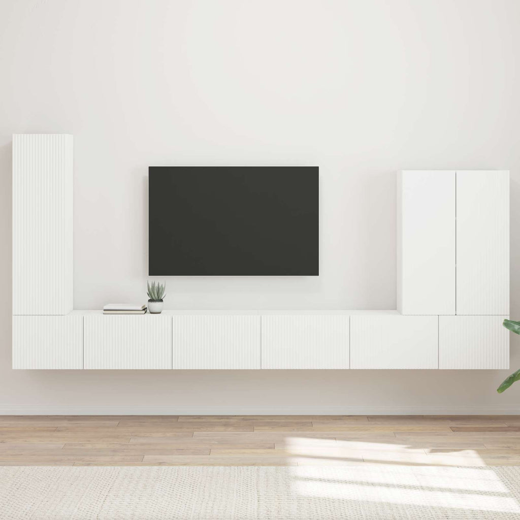 Meuble TV Mural en Bois Gris Sonoma - 6 Pièces-Mon Meuble TV-Blanc-13