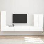 Meuble TV Mural en Bois Gris Sonoma - 6 Pièces-Mon Meuble TV-Blanc brillant-17