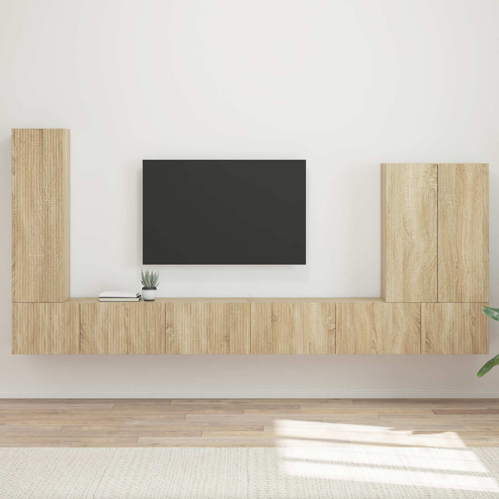 Meuble TV Mural en Bois Gris Sonoma - 6 Pièces-Mon Meuble TV-Chêne sonoma-15