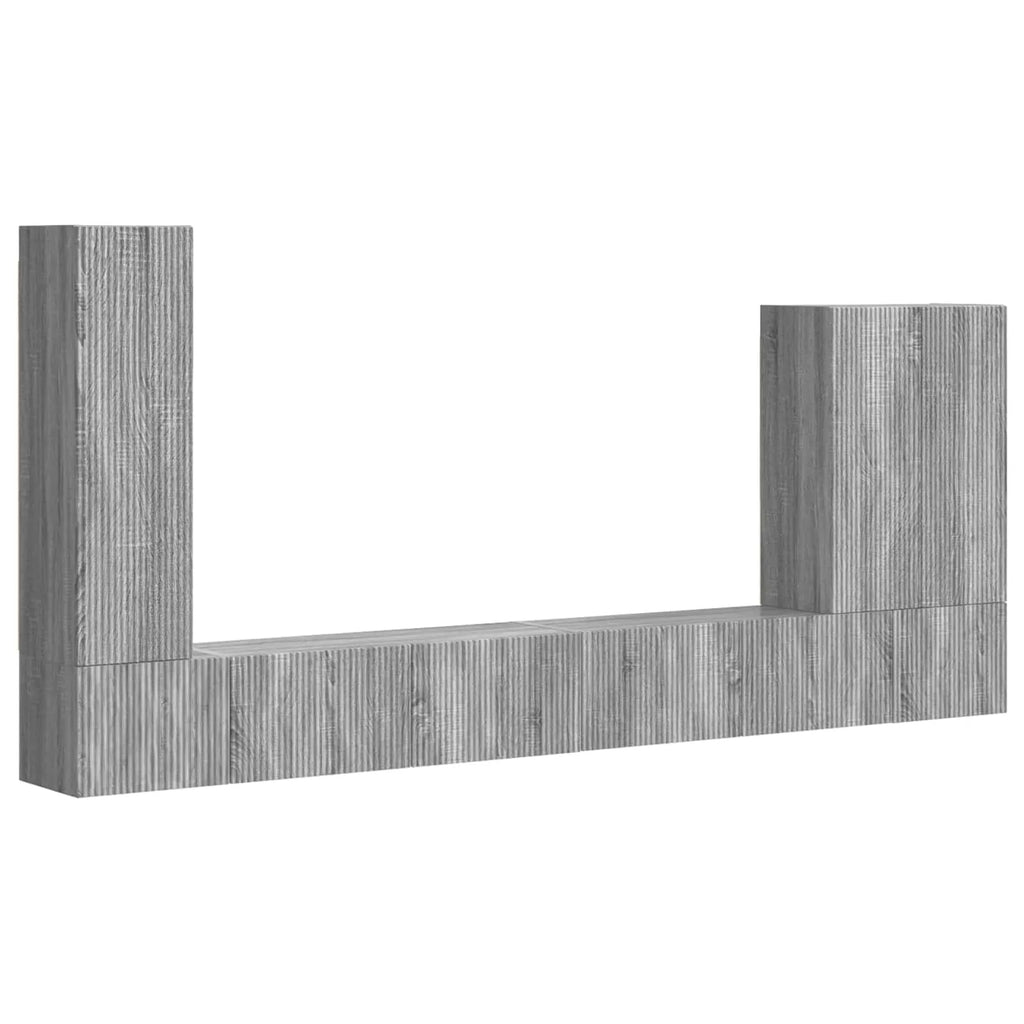 Meuble TV Mural en Bois Gris Sonoma - 6 Pièces-Mon Meuble TV-Gris béton-1