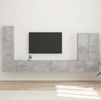 Meuble TV Mural en Bois Gris Sonoma - 6 Pièces-Mon Meuble TV-Gris béton-16