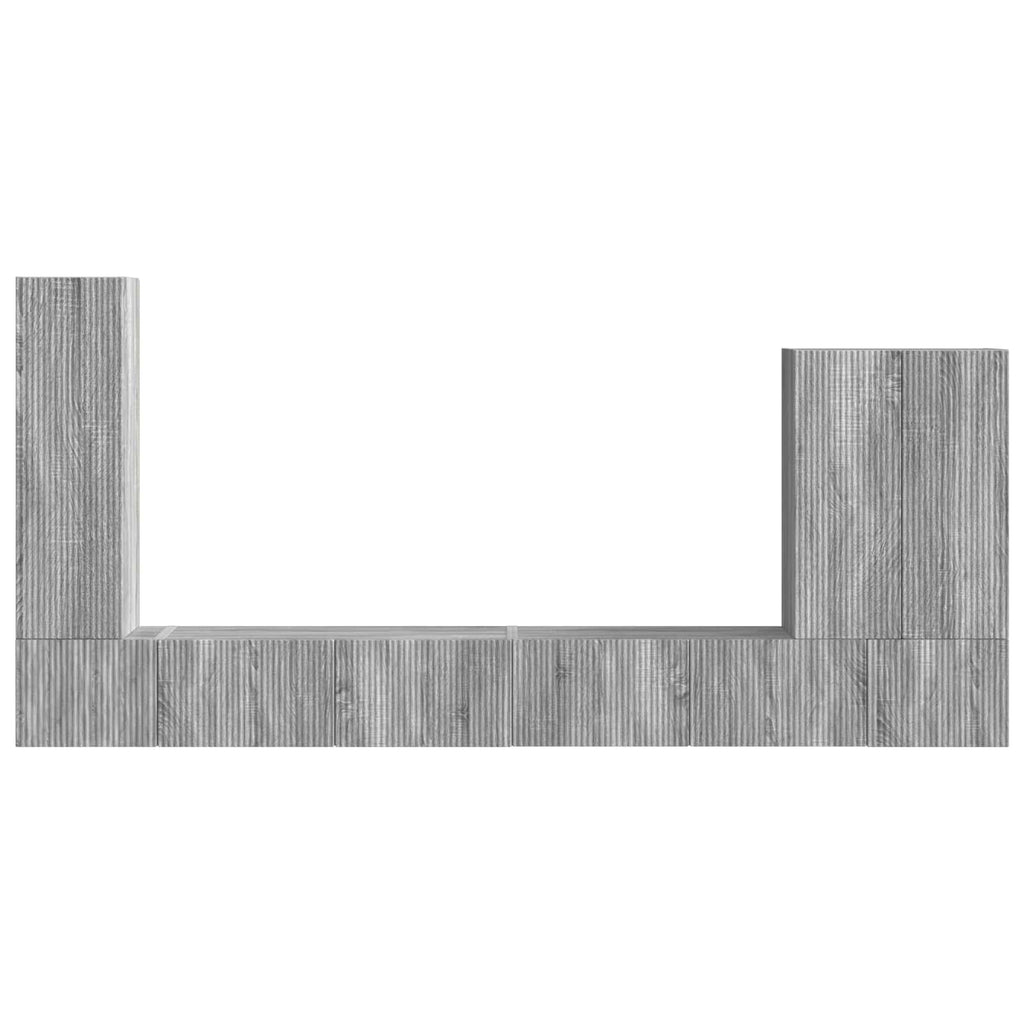 Meuble TV Mural en Bois Gris Sonoma - 6 Pièces-Mon Meuble TV-Gris béton-9