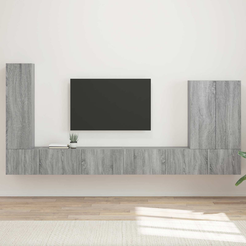 Meuble TV Mural en Bois Gris Sonoma - 6 Pièces-Mon Meuble TV-Sonoma gris-2