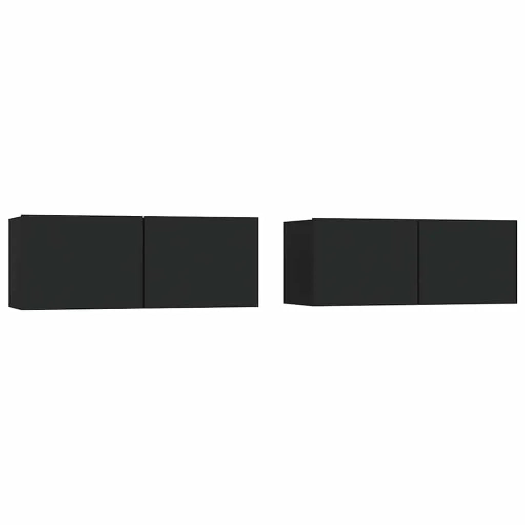 Meuble TV Mural Flottant Noir - 2 x 80 cm-Mon Meuble TV-Noir-2-1