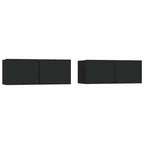 Meuble TV Mural Flottant Noir - 2 x 80 cm-Mon Meuble TV-Noir-2-1