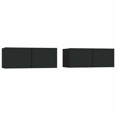 Meuble TV Mural Flottant Noir - 2 x 80 cm