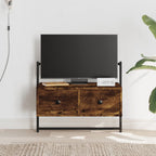Meuble TV Mural Industriel Effet Chêne et Métal - 100 cm-Mon Meuble TV-Chêne fumé-60.5 cm-1-16