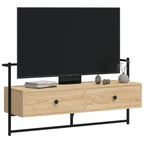 Meuble TV Mural Industriel Effet Chêne et Métal - 100 cm-Mon Meuble TV-Chêne fumé-60.5 cm-1-4