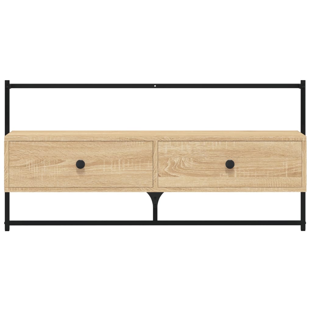 Meuble TV Mural Industriel Effet Chêne et Métal - 100 cm-Mon Meuble TV-Chêne fumé-60.5 cm-1-7