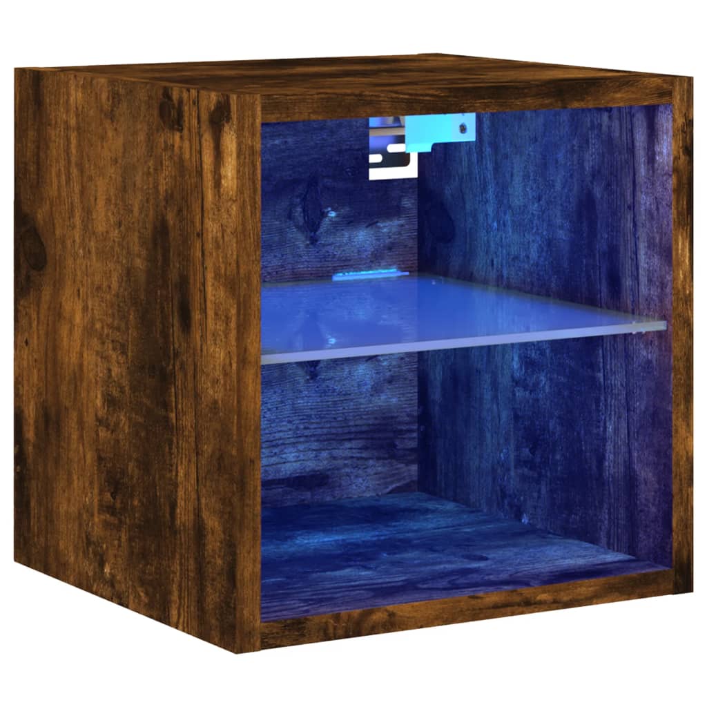 Meuble TV Mural LED Effet Chêne Fumé - 30 cm-Mon Meuble TV-30 cm-30 cm-1-2