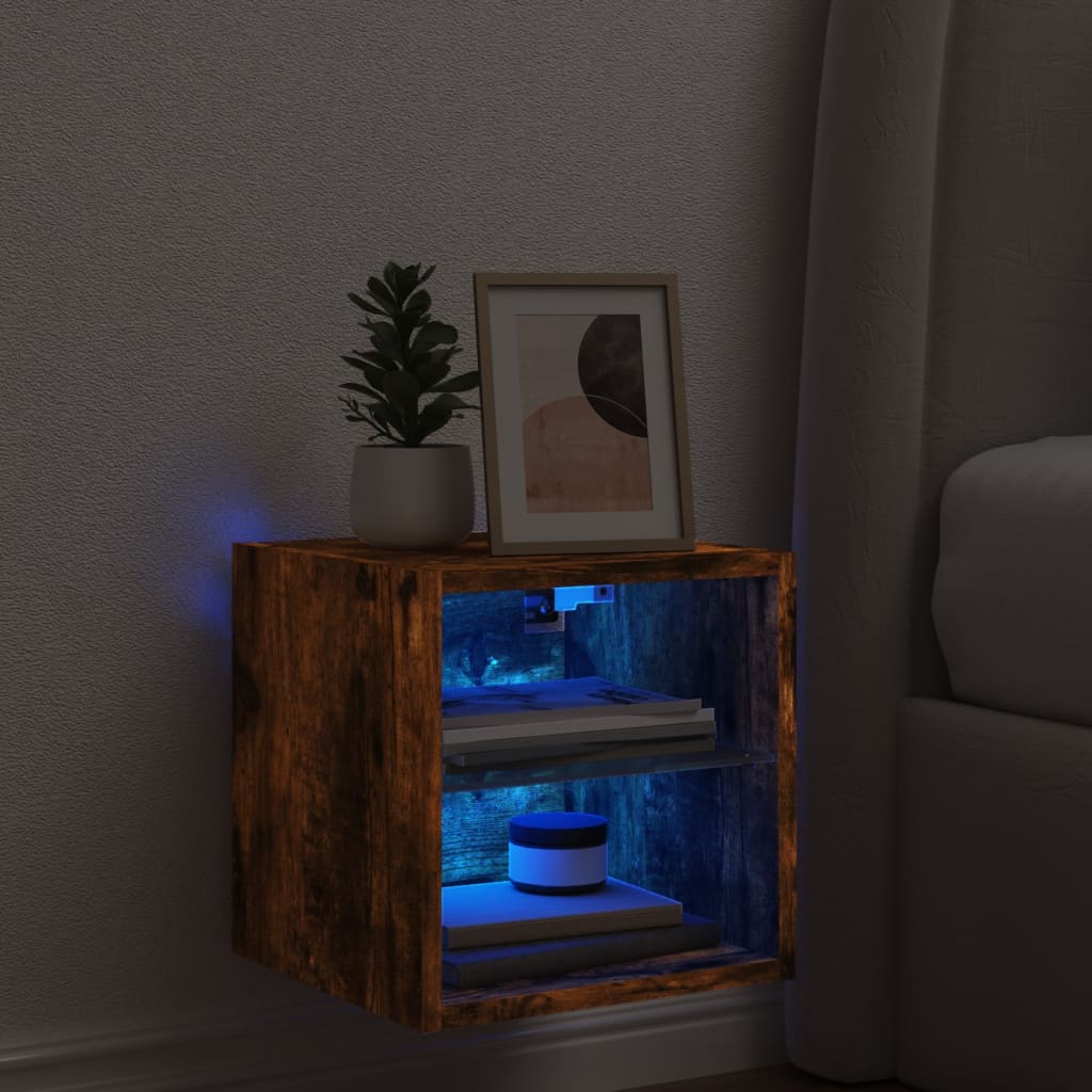 Meuble TV Mural LED Effet Chêne Fumé - 30 cm-Mon Meuble TV-30 cm-30 cm-1-3