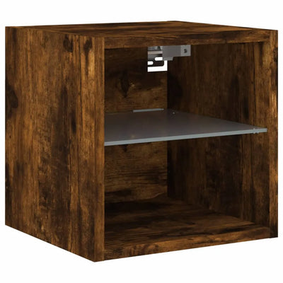 Meuble TV Mural LED Effet Chêne Fumé - 30 cm