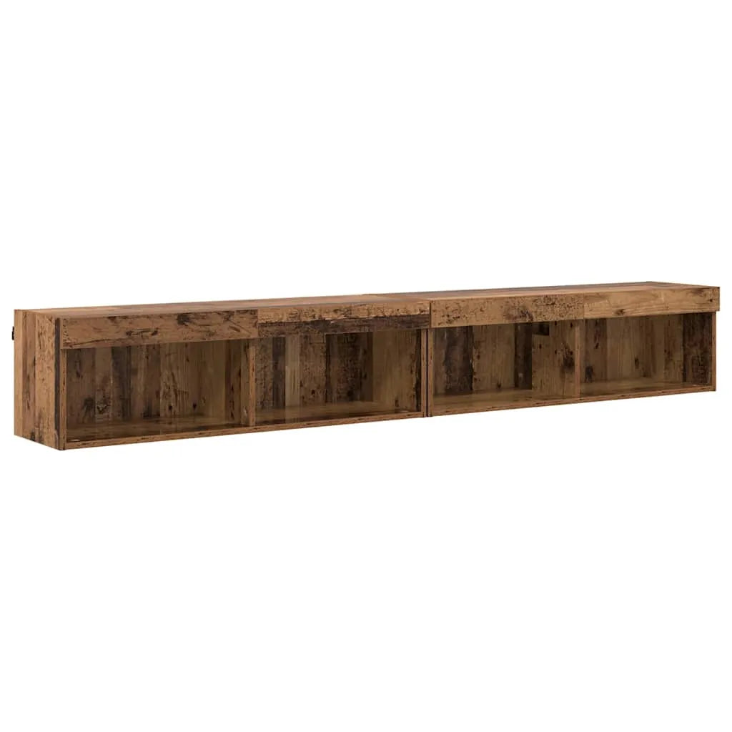 Meuble TV Mural LED en Bois Ancien - 200 cm-Mon Meuble TV-1