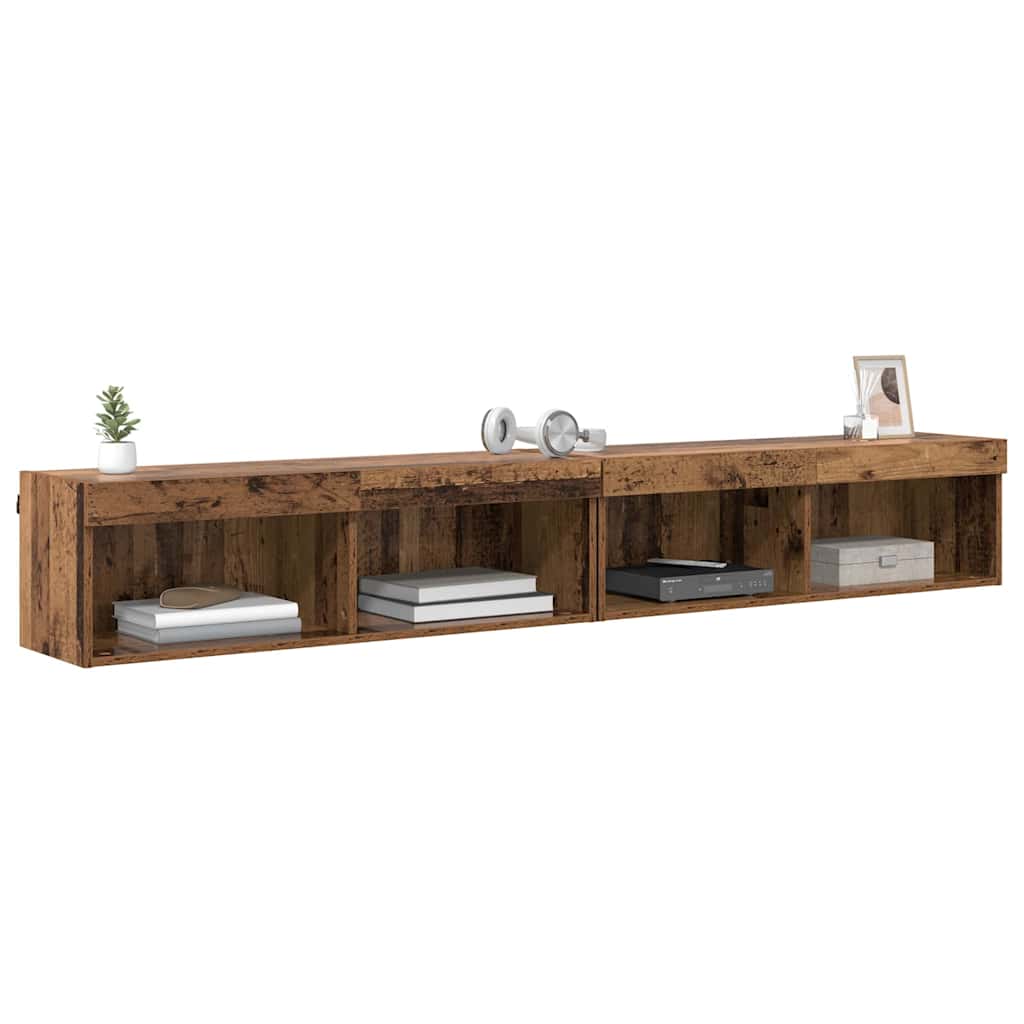 Meuble TV Mural LED en Bois Ancien - 200 cm-Mon Meuble TV-3