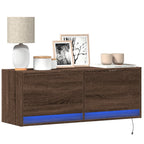 Meuble TV Mural LED en Bois Gris Béton - 140 cm-Mon Meuble TV-Chêne marron-100 cm-18