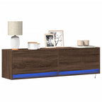 Meuble TV Mural LED en Bois Gris Béton - 140 cm-Mon Meuble TV-Chêne marron-140 cm-26