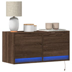 Meuble TV Mural LED en Bois Gris Béton - 140 cm-Mon Meuble TV-Chêne marron-80 cm-30