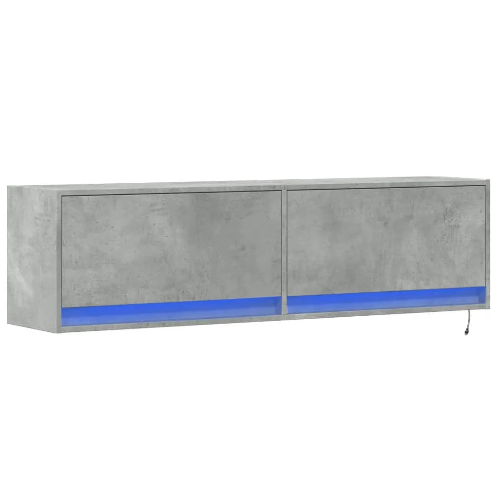 Meuble TV Mural LED en Bois Gris Béton - 140 cm-Mon Meuble TV-Gris béton-80 cm-1