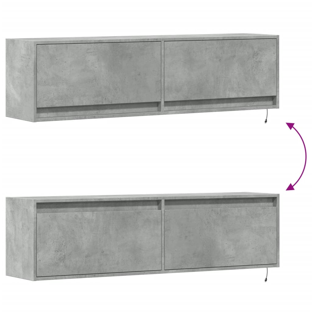 Meuble TV Mural LED en Bois Gris Béton - 140 cm-Mon Meuble TV-Gris béton-80 cm-10